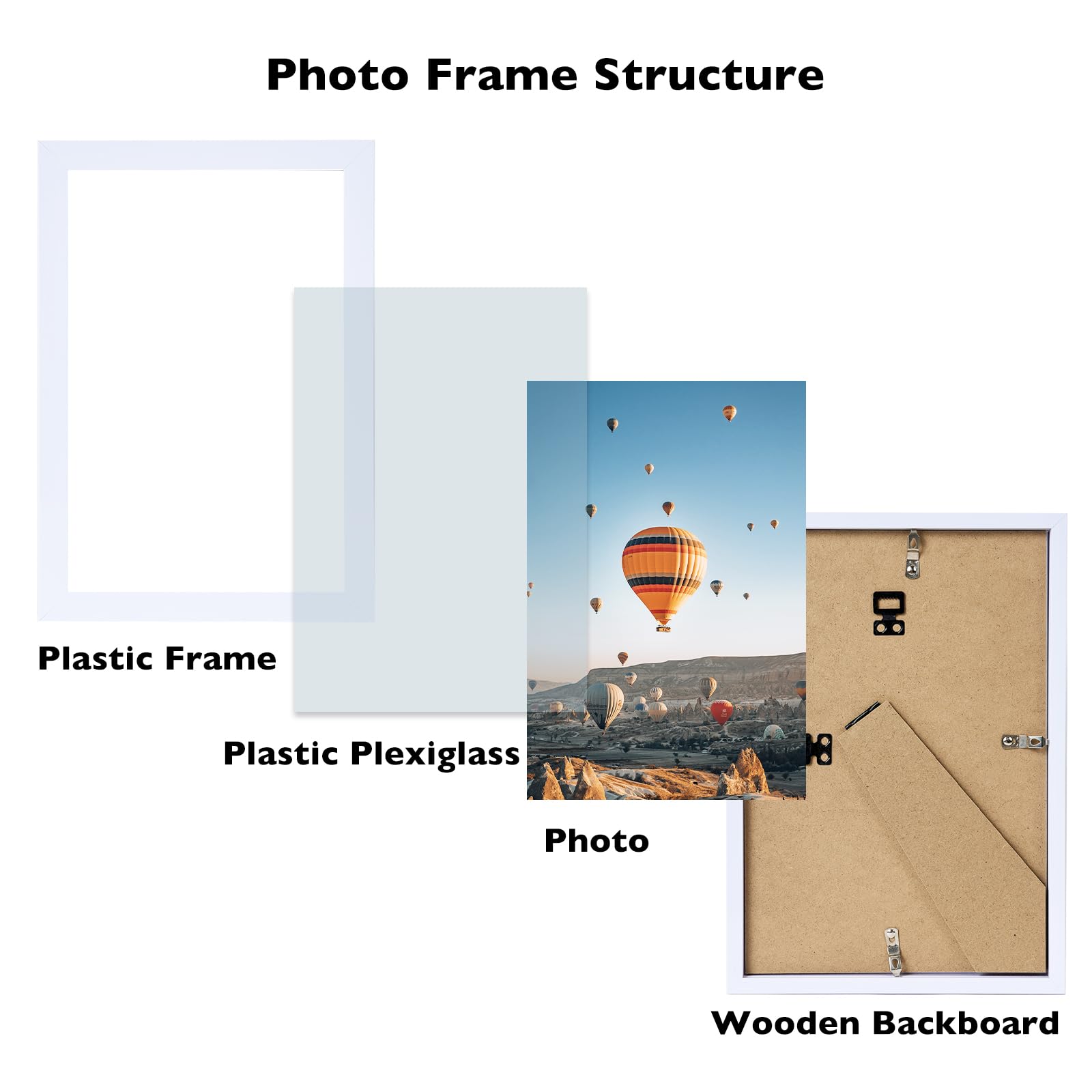 8.5x11 Picture Frame Set of 3 for Certificate Poster and Photo, Horizontal and Vertical Formats for Wall Hanging or Tabletop, 8.